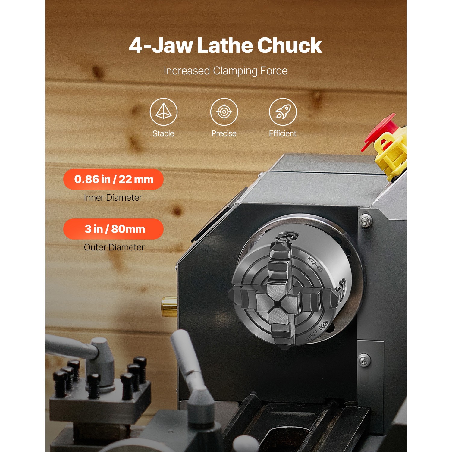 3 Inch 4-Jaw Self-Centering Lathe Chuck for Drilling Milling Machine 3D