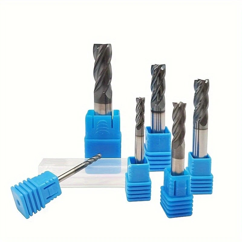6PCS Carbide 4 Flute End Mill Set 6 Sizes 1/8-1/2″ Square AlTiCrN Coated