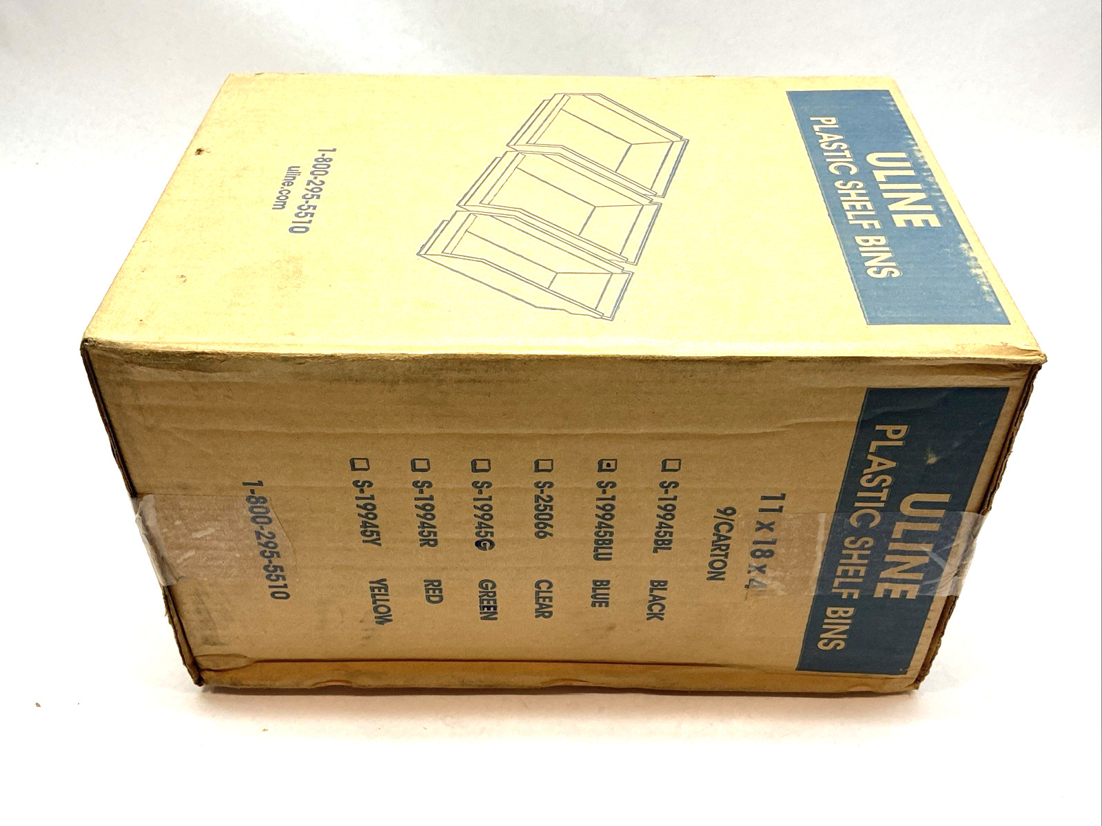 Uline S-19945BLU Blue Plastic Shelf Bins 11″ x 18″ x 4″ LOT OF 9