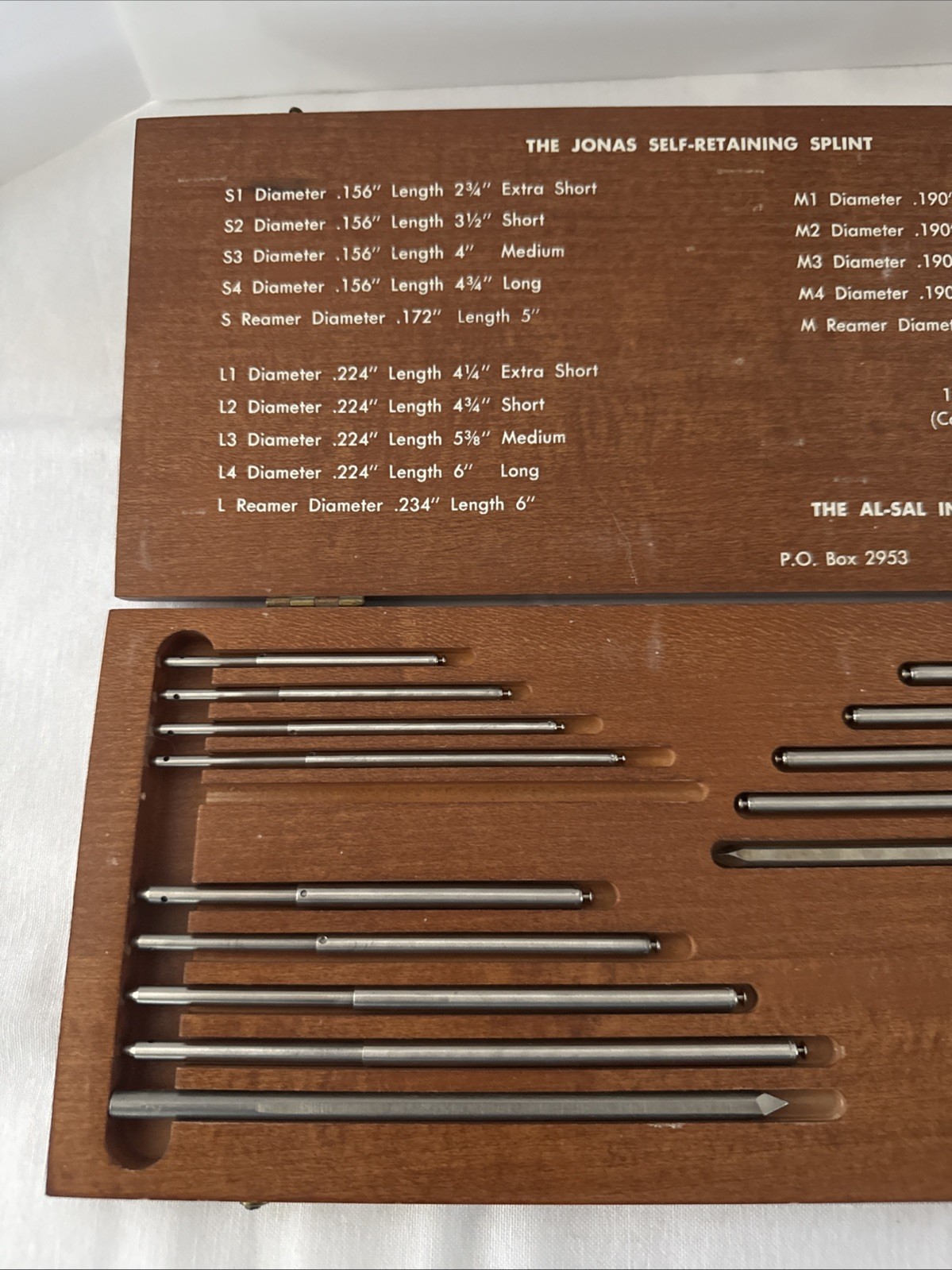 Jonas Self Retaining Splint Set Small Animal RARE Collect Wood Case Patent 1953