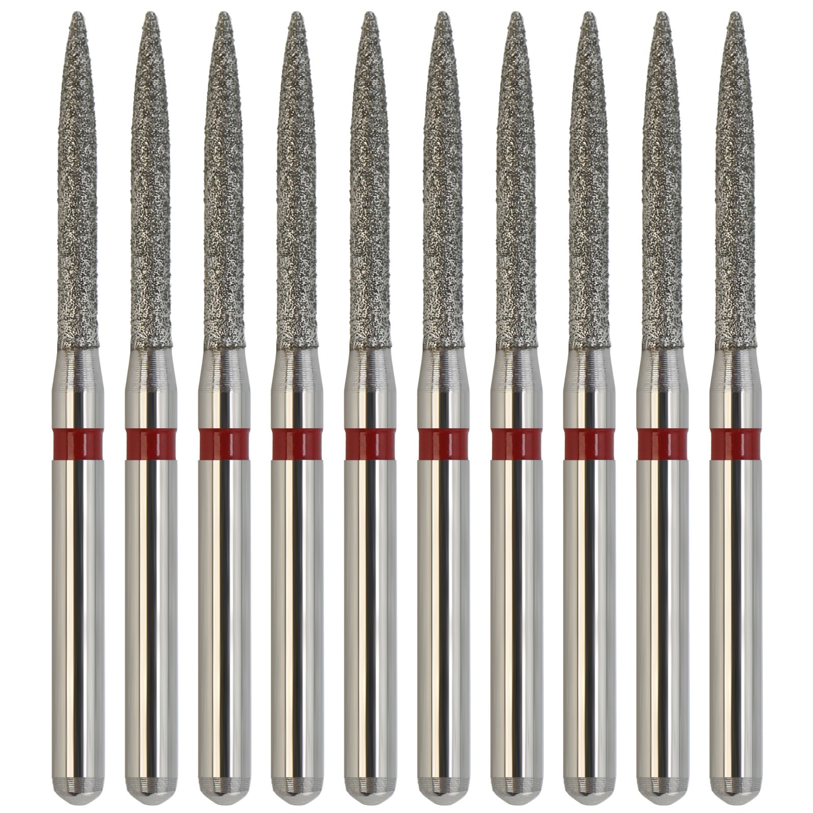 Dental Diamonds Flame Burs 863/012F Fine Grit Red FG for High Speed Handpiece