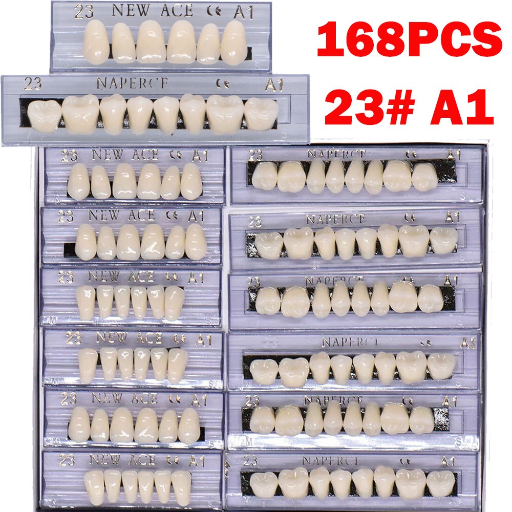 168Pc Dental Acrylic Resin False Teeth 23# Shade A1 Denture Full Upper Lower NEW