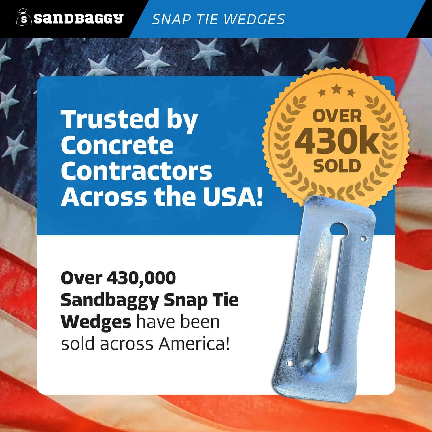 Sandbaggy Galvanized Steel Snap Tie Wedges (2 ⅜” x 6 ⅛”) for Concrete Formwork