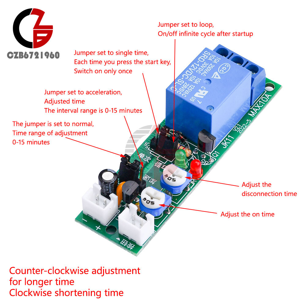 5V 12V 24V DC Infinite Cycle Delay Timer Relay Turn On-off Switch Loop Module