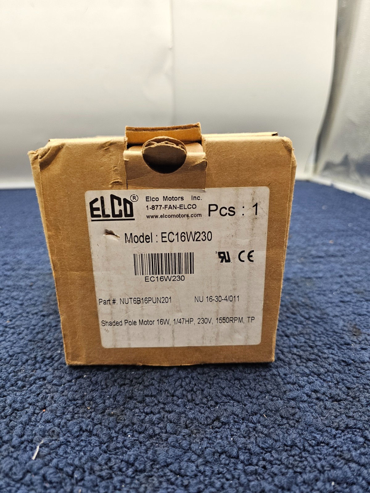 ELCO EC16W230 Shaded Pole Motor 16 Watts 1/47 HP 230V 1550RPM NUT6B16PUN201