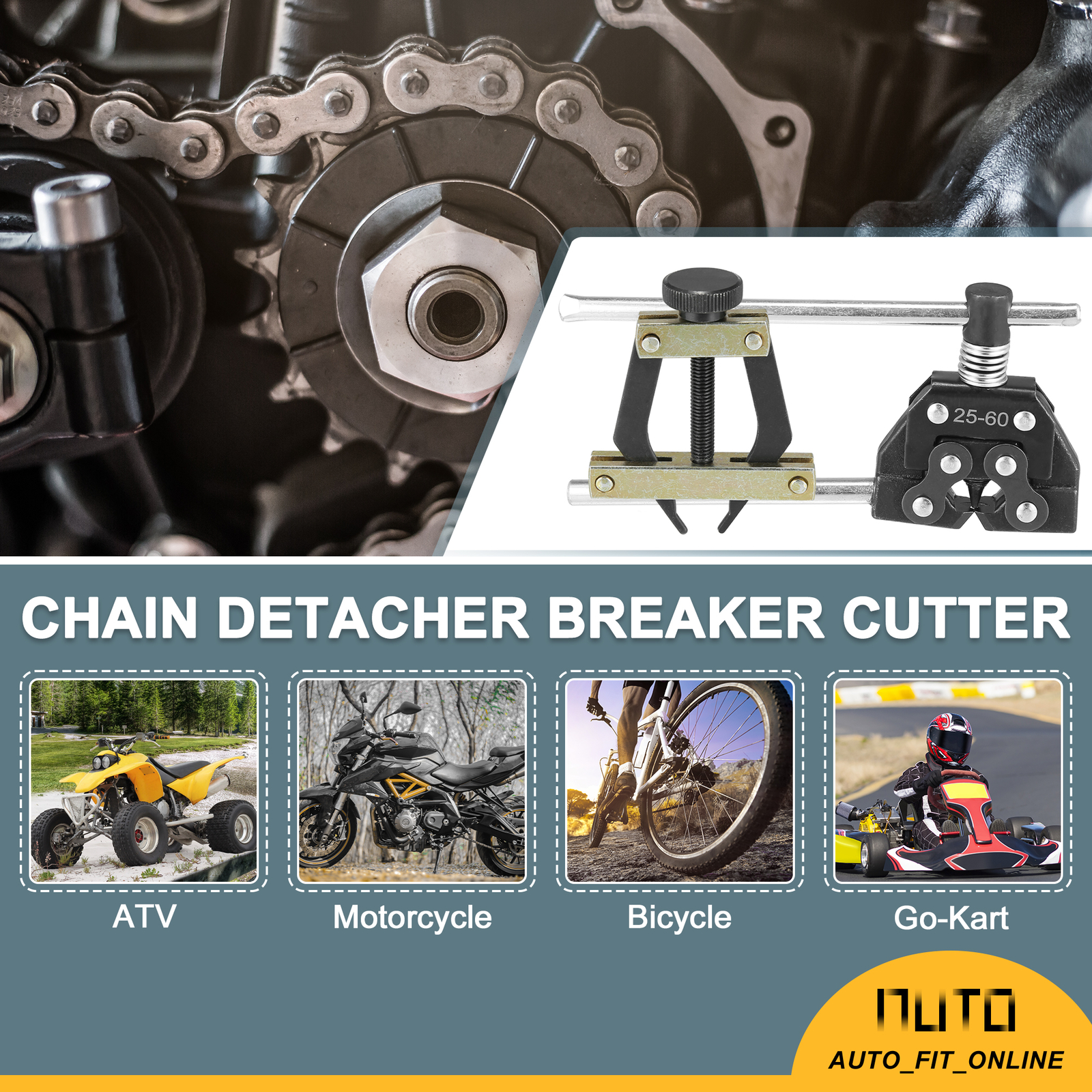 Roller Chain Tools Kit 25-60 Chain Detacher Breaker Tool Custom for Bicycle Bike