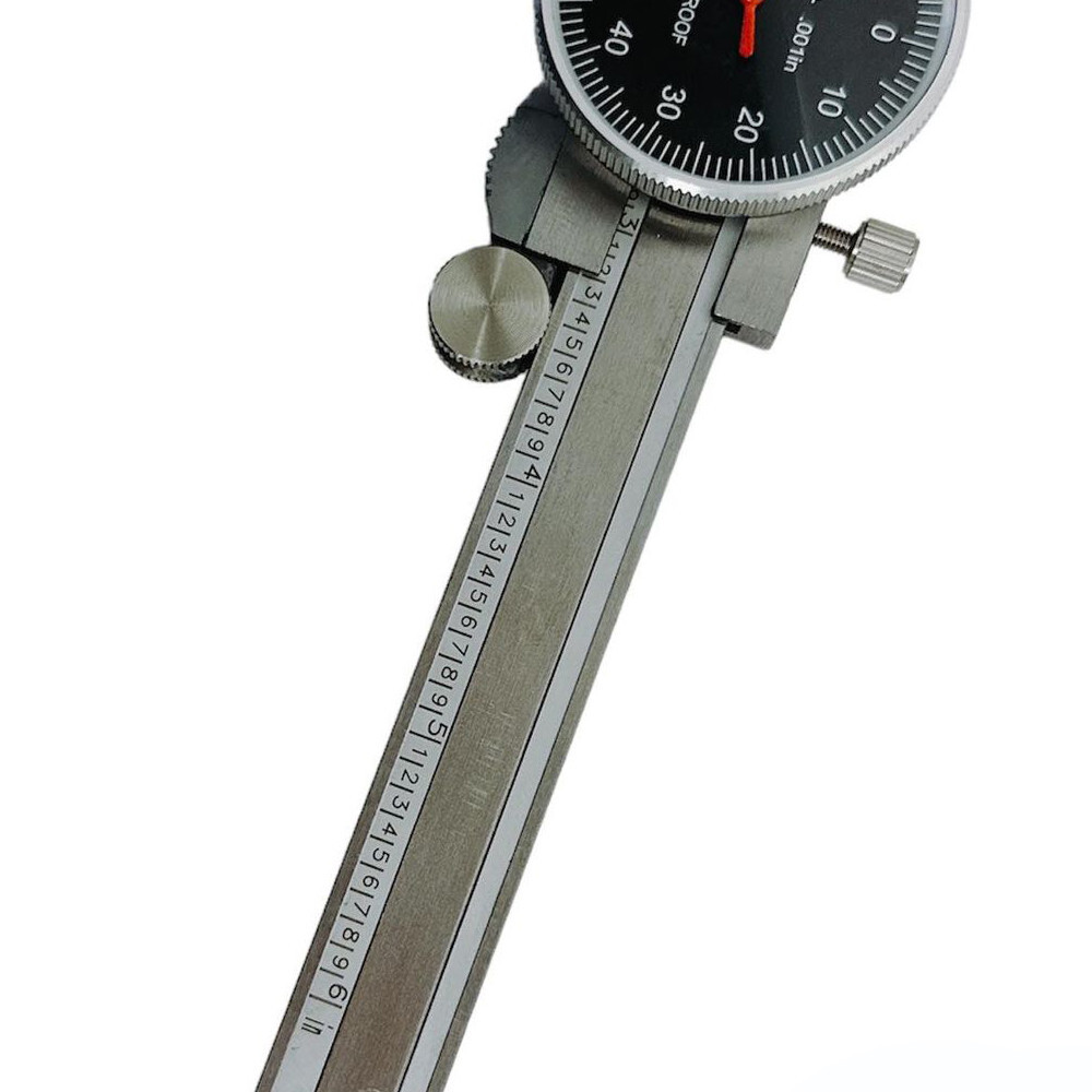 Black Face 0-6″ stainless Steel Dial Caliper Shock Proof 0.001″ Graduation