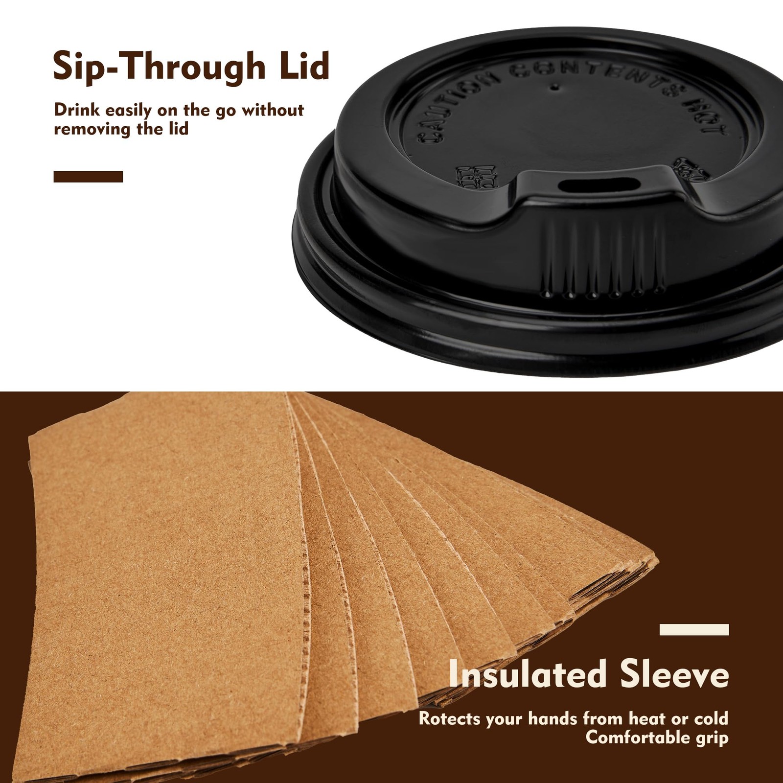 16 oz 50 Pack Coffee Cups with Lids & Sleeves