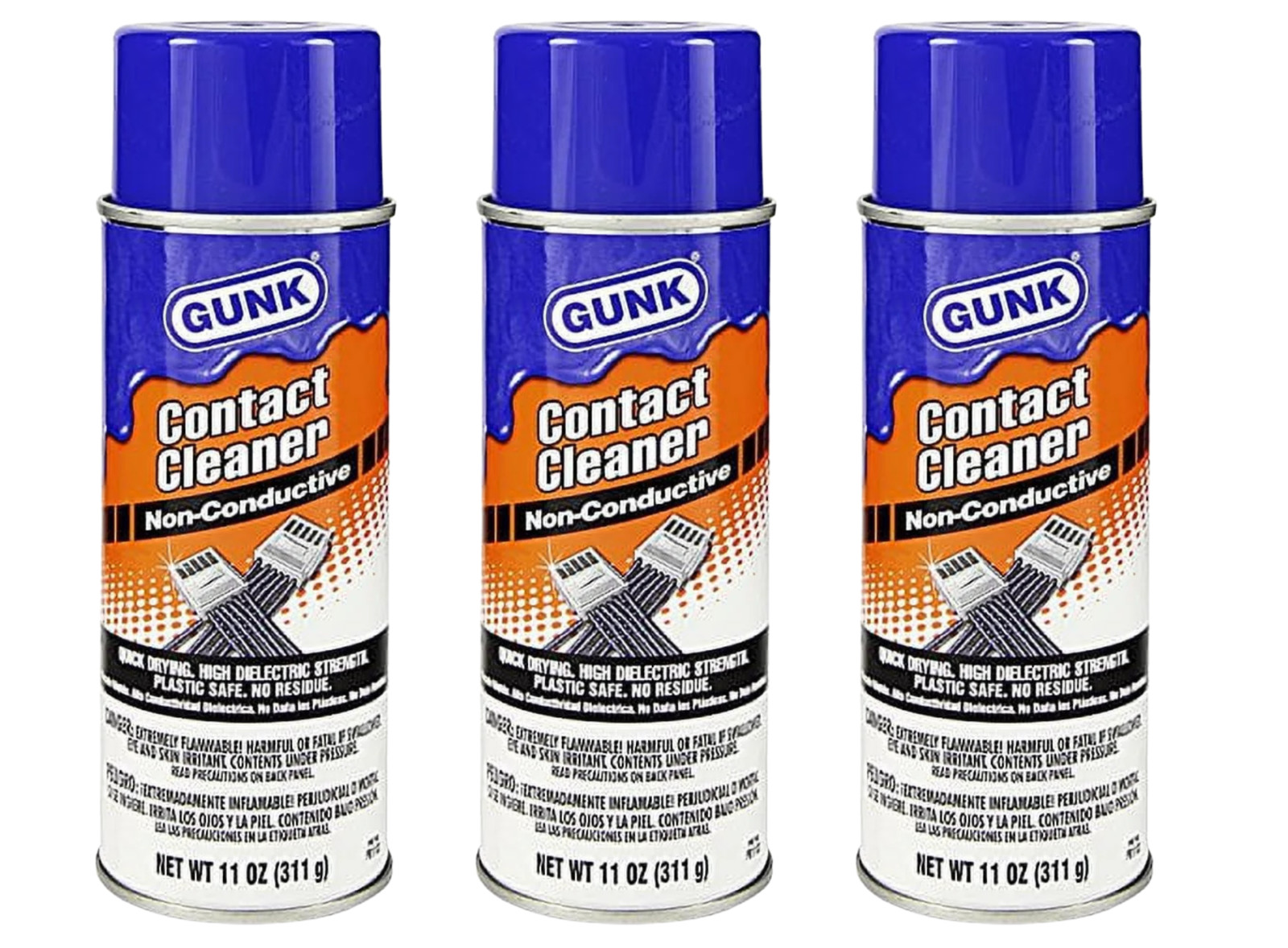 11 oz Gunk Non-Conductive Contact Cleaner Liquid 3 Pack Free Shipping