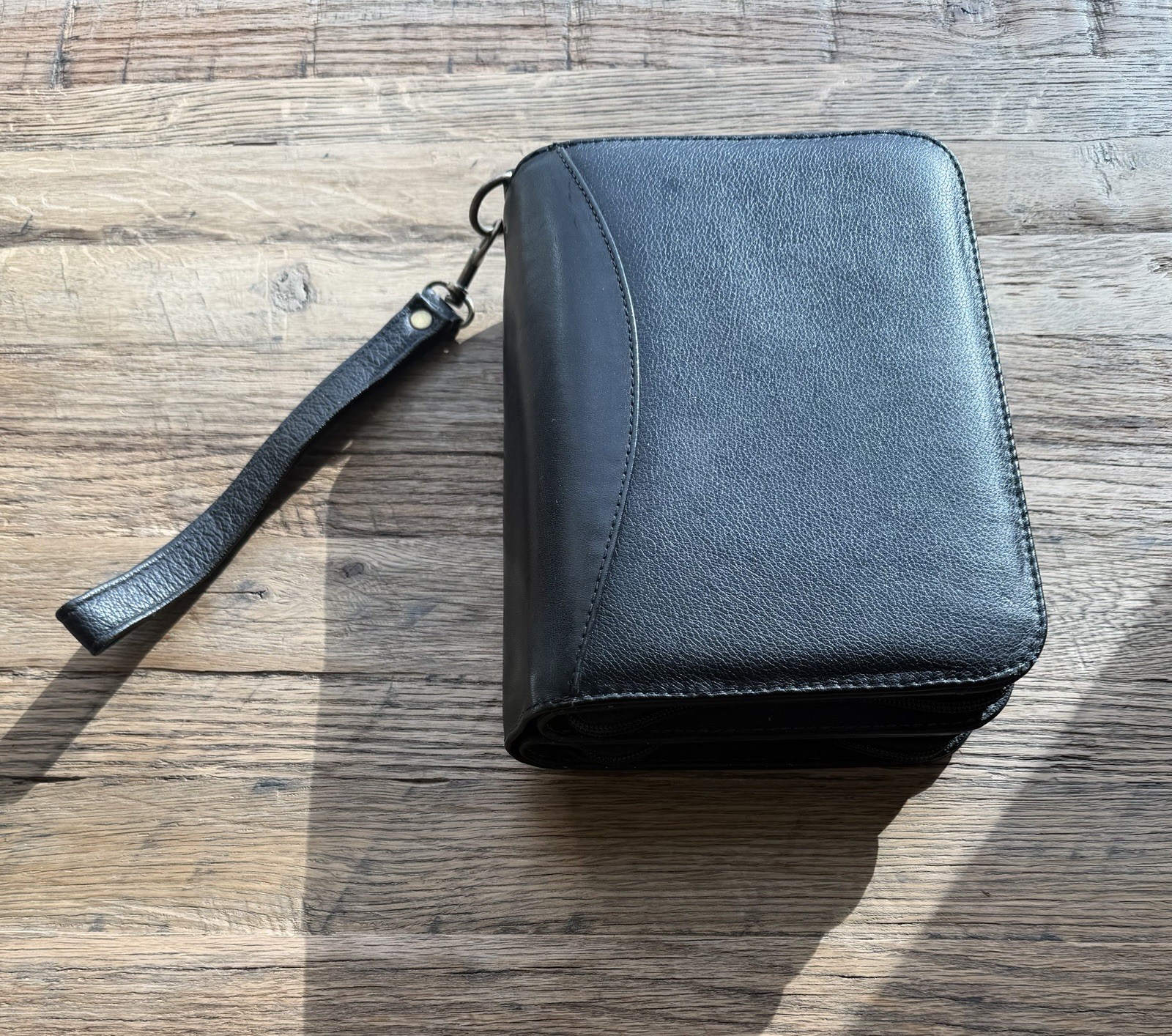 Coronado Leather Zip Planner Organizer Black Leather EDC Travel Wallet Conceal