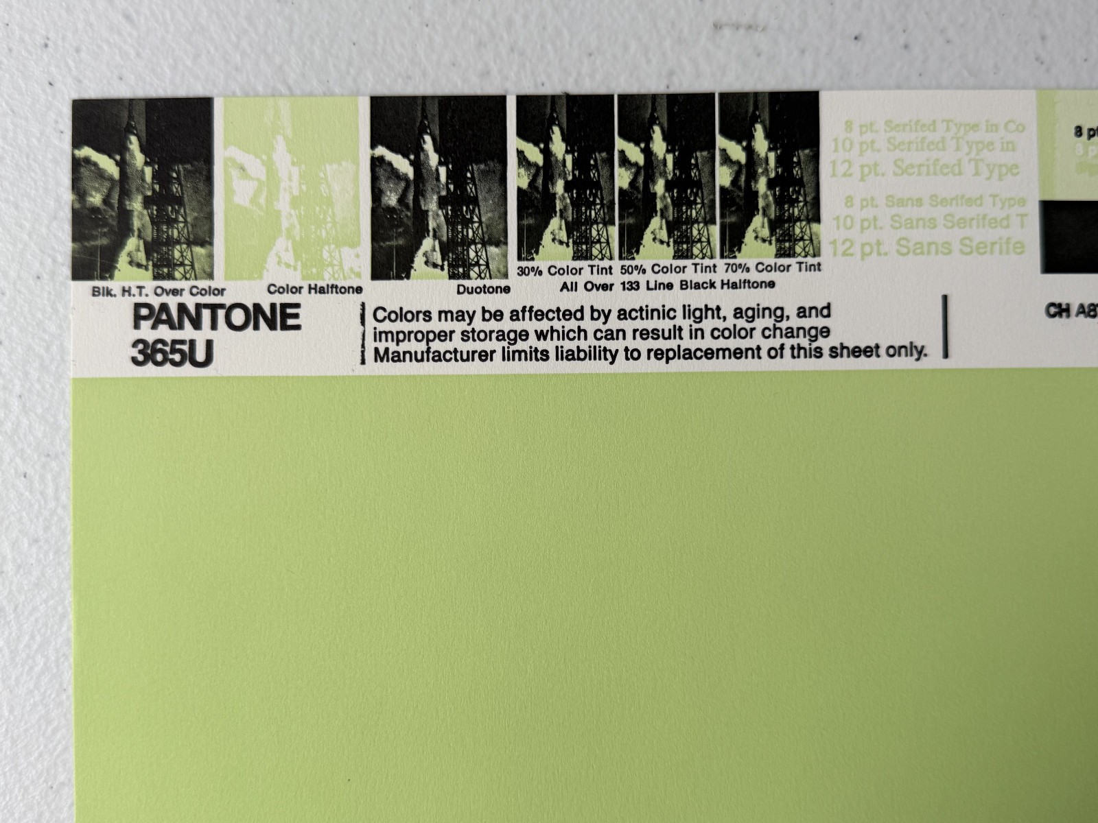 Pantone Vintage Poster [Green/Chartreuse/Olive] Uncoated Sheet by Leteraset