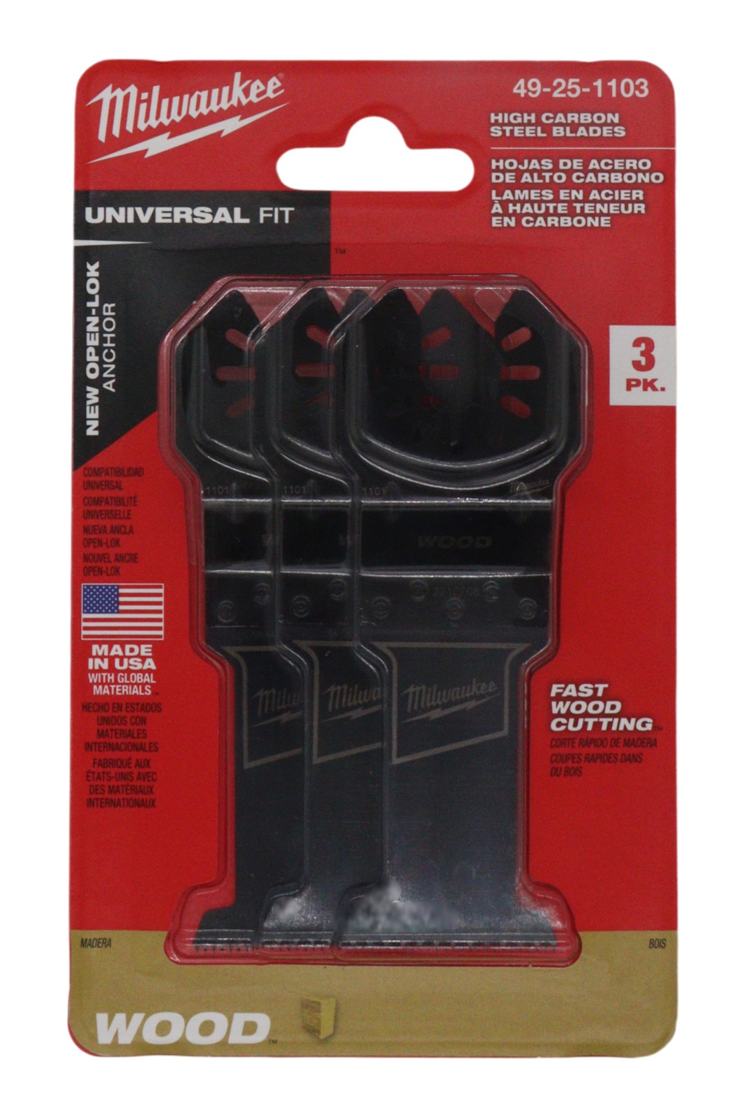 Milwaukee 49-25-1103 OPEN-LOK™ Wood Oscillating Multi-Tool Blades 3-Pack