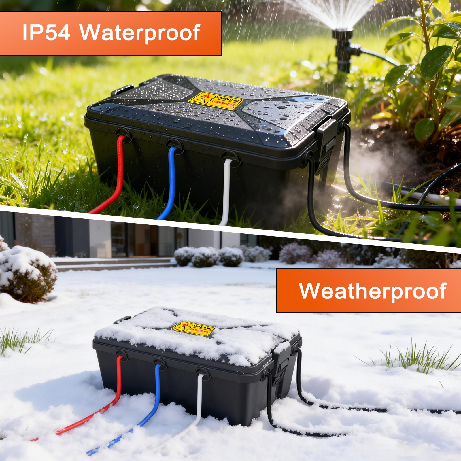 7-Cable Entry Outdoor Extension Cord Cover IP54 Waterproof Electrical Box 1PK