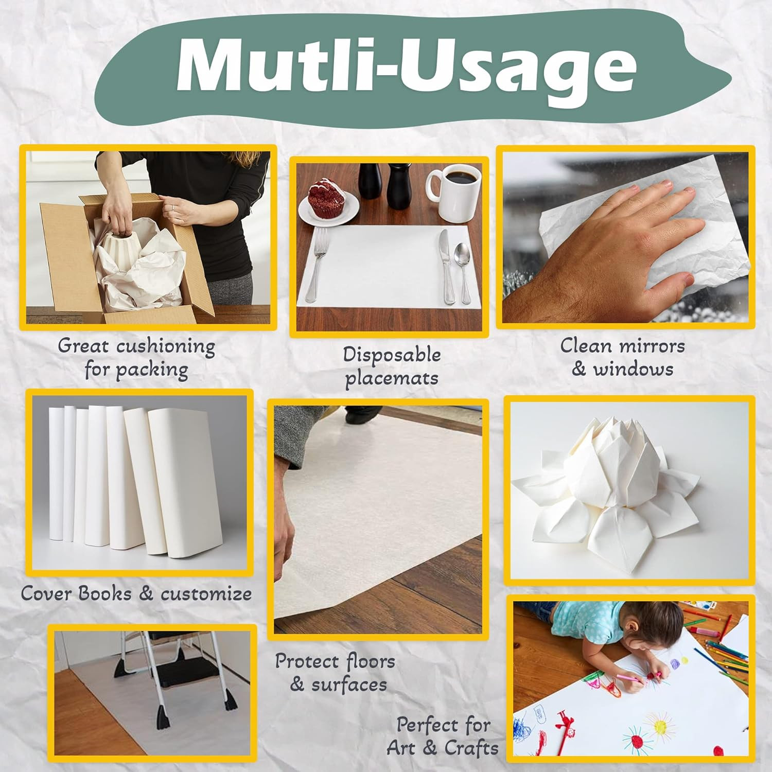 Newsprint Packing Paper – 500 Sheets, Large 27″ X 17″ Unprinted Packing Paper Sh