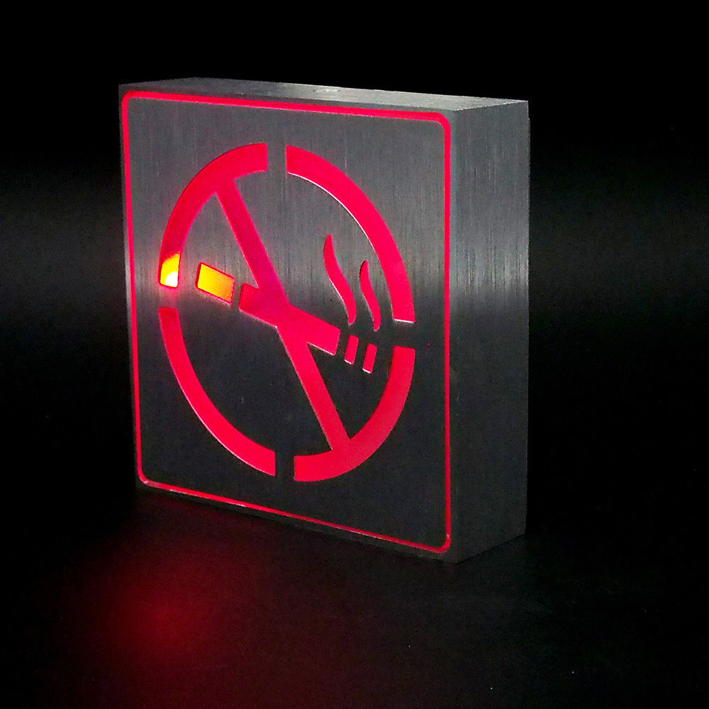 No Smoking Sign Light 4.5″ Red LED Aluminum Wall Light Lamp Business Shop Bar