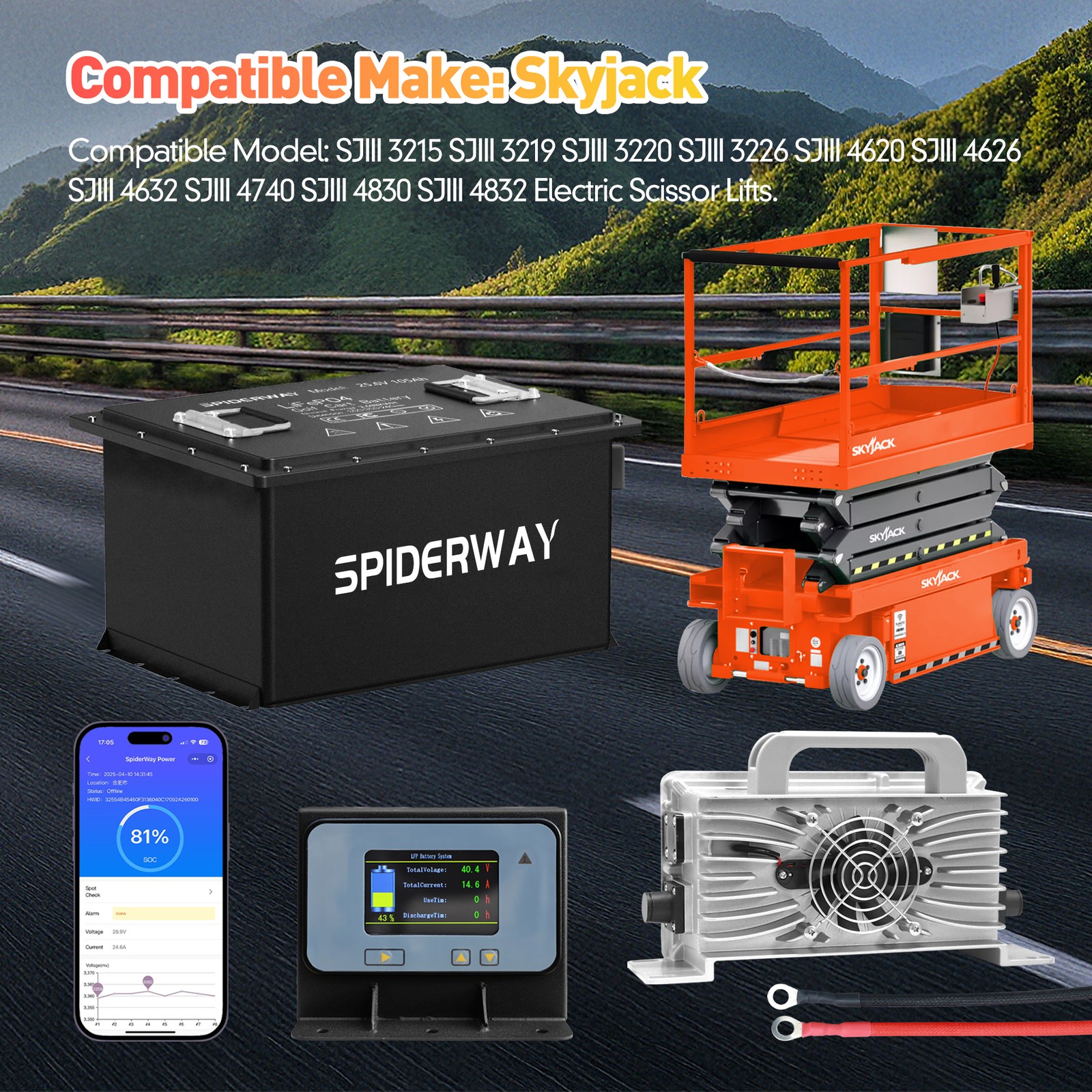 24V 105Ah LiFePO4 Lithium Battery Kit for Skyjack SJIII 3215 3219 3220 3226 Lift