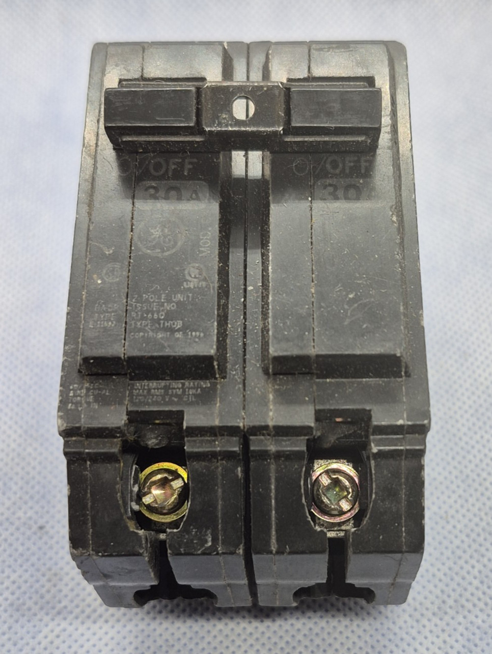 GE 30 Amp 2 Pole Breaker Type THQB Bolt-On Circuit Breaker THQB2130