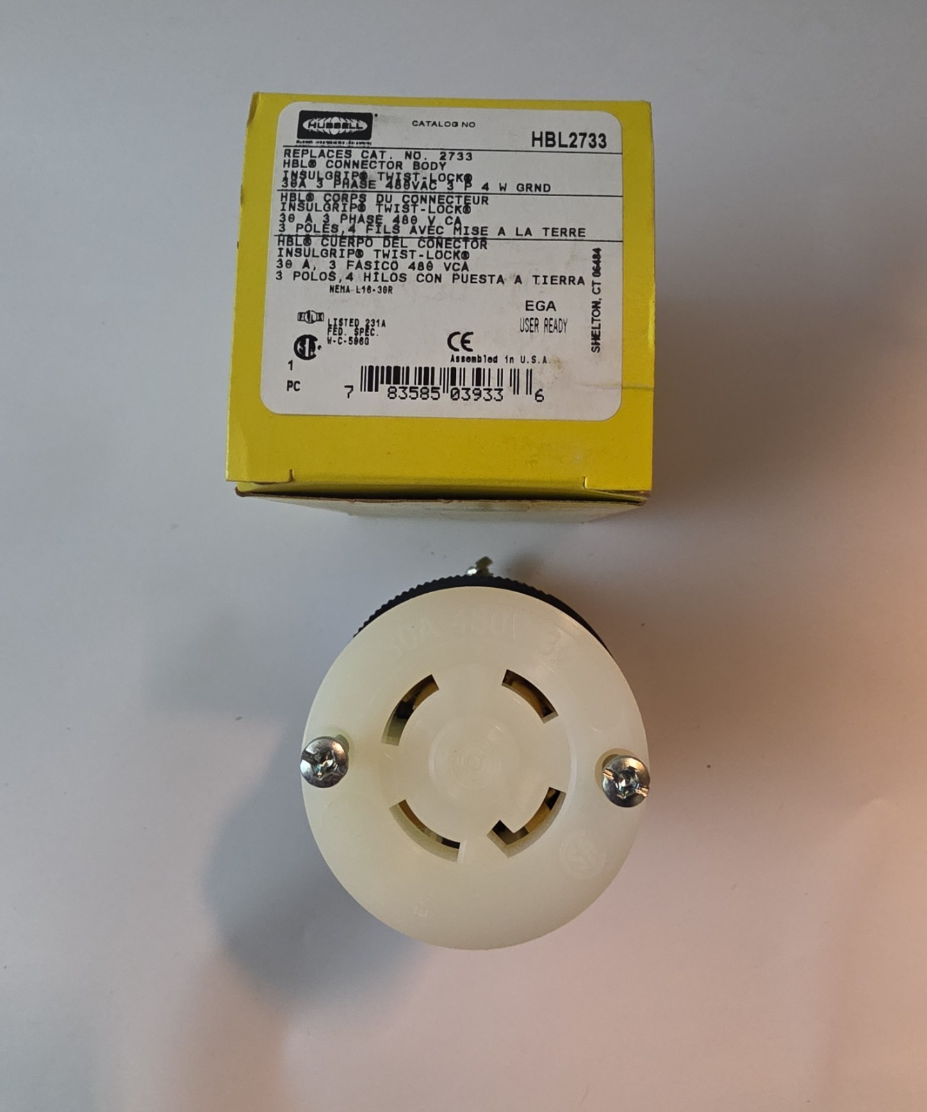 Hubbell HBL2733 Locking Connector – Receptacle Free Shipping