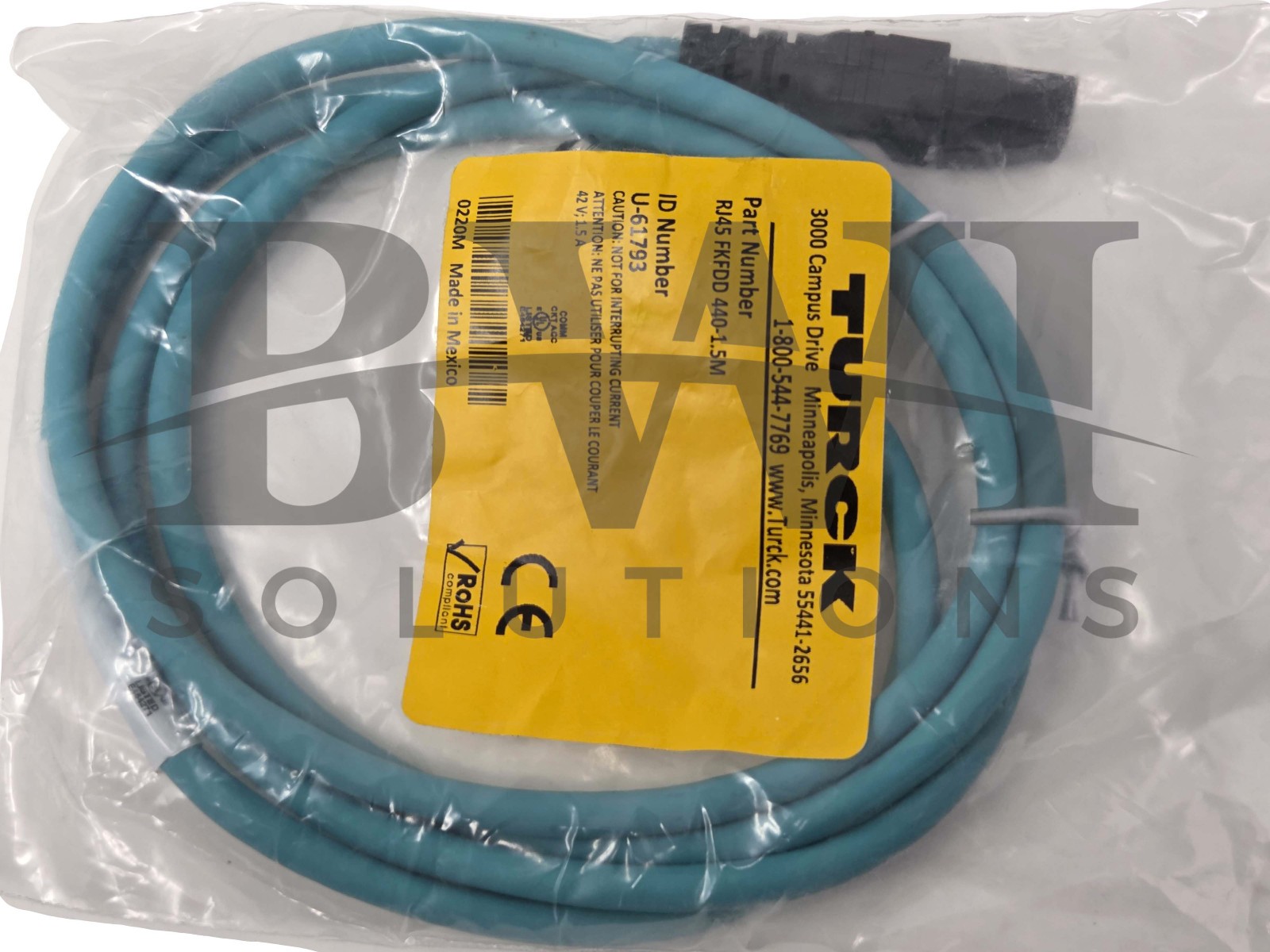 SEALED Turck RJ45 FKFDD 440-1.5M Female M12 Ethernet Receptacle U-61793 Lot of 5
