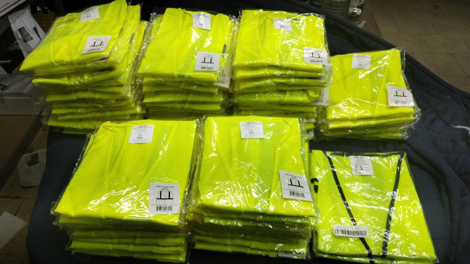 LOT OF 83 PIP Class 2 Mesh Vest Zipper High Visibility Pockets M L 2X 3X 4X