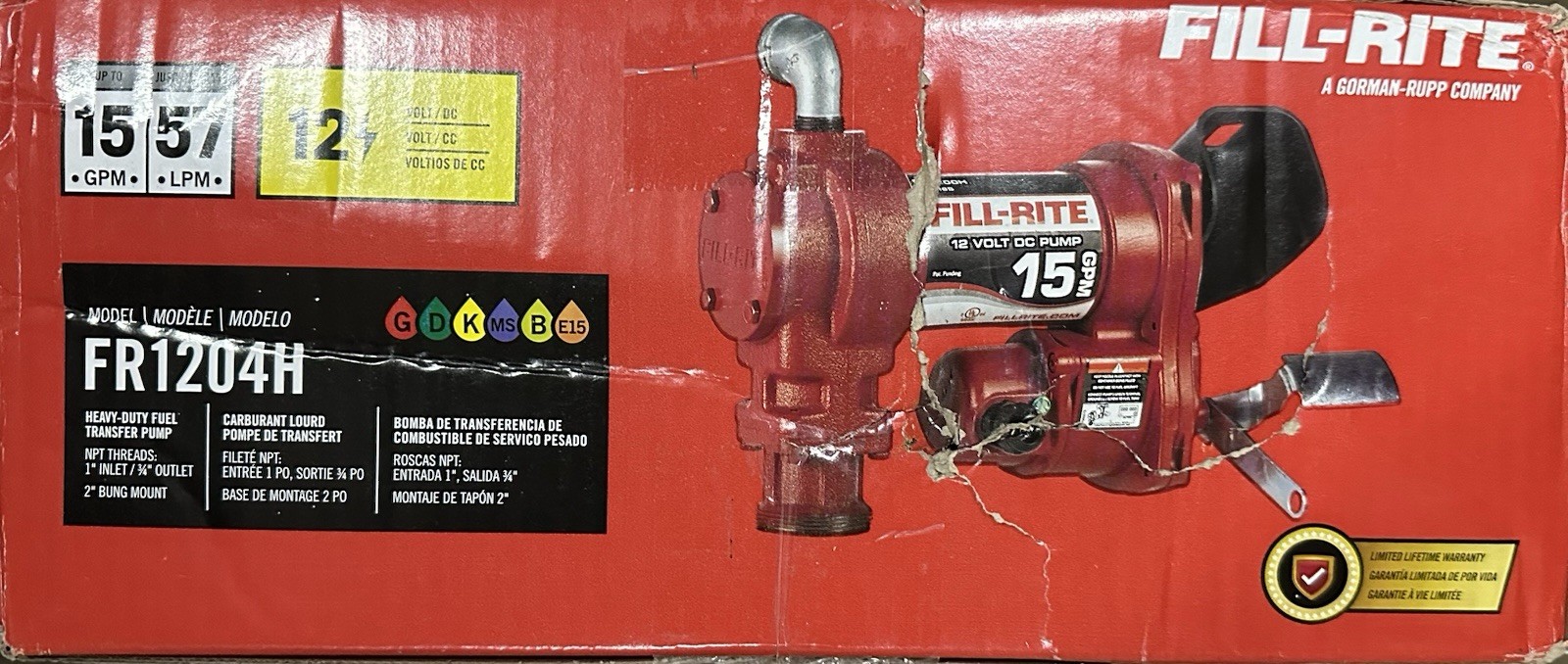 Fill-Rite FR1204H 12Vdc 15-GPM Fuel Transfer Pump – Red