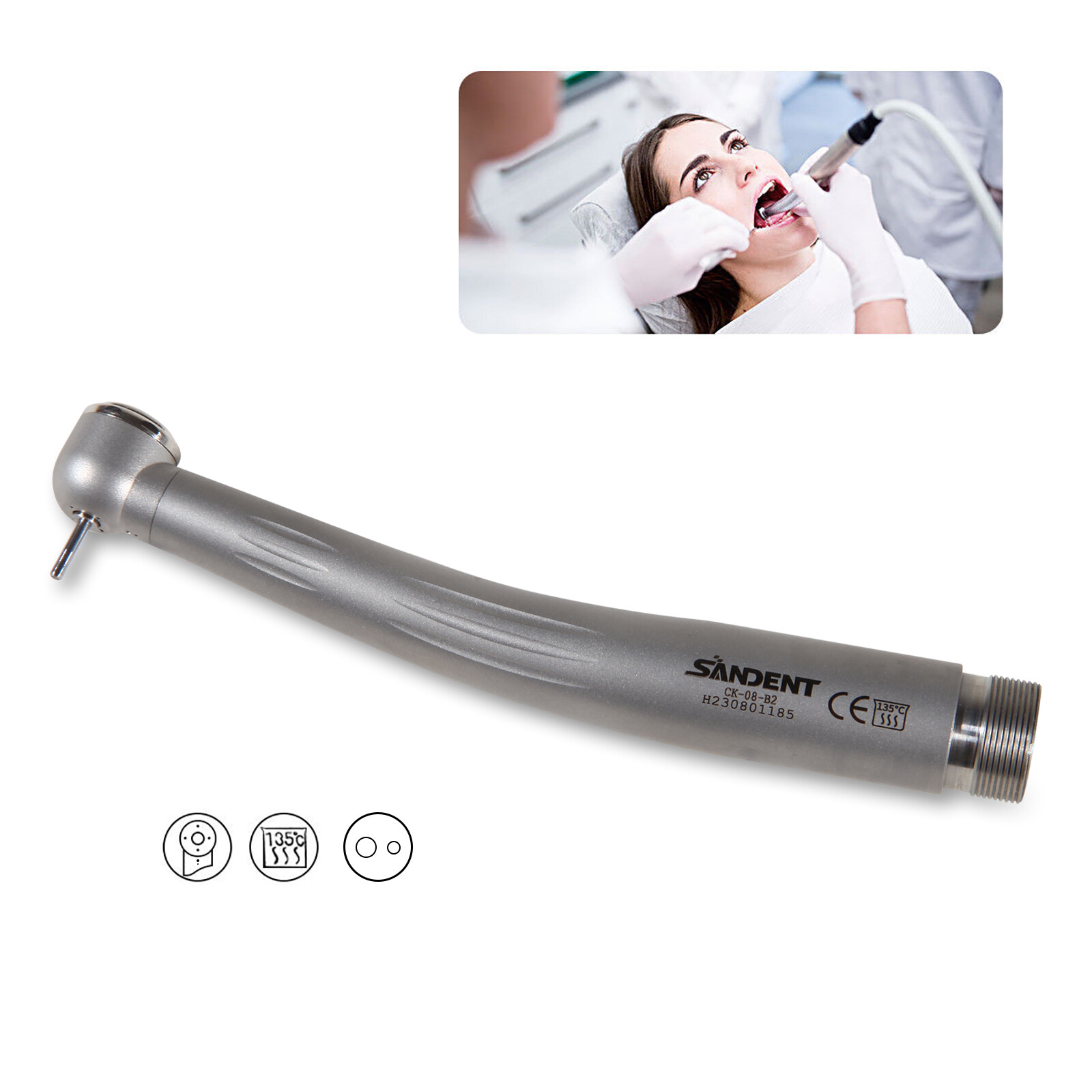 Dental High Speed Handpiece Ceramic Bearing Push Button 2 Holes Single Way Spray