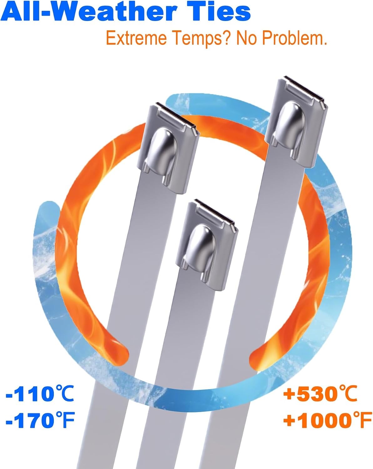 11.8 Inch 304 Stainless Steel Zip Ties 100PCS Heavy