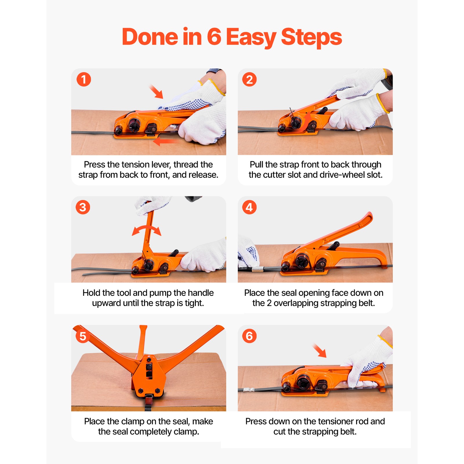 Uimoso PET Strapping Kit with 2000ft Band, 600 Seals, and 200 Edge Protectors