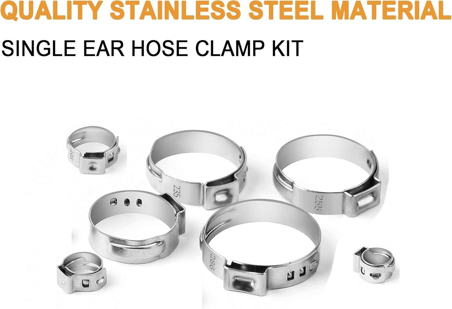 Single Ear Hose Clamps, Oetiker Clamps, 92Pcs(6.0mm-22.6mm) Crimp Pipe Clamps