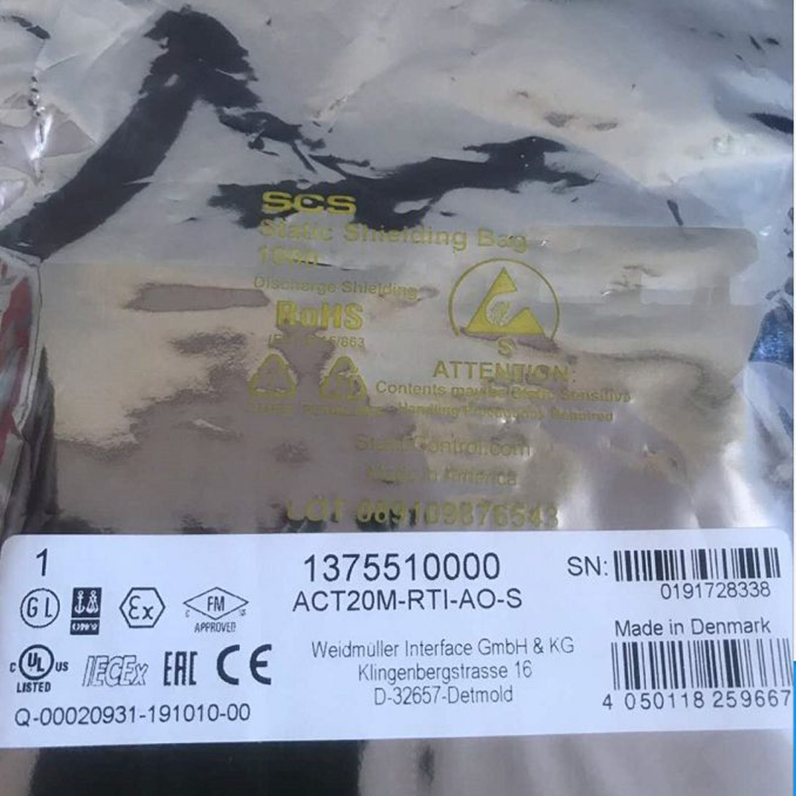 One New transmitter For Weidmuller ACT20M-RTI-AO-S 1375510000 Free Shipping