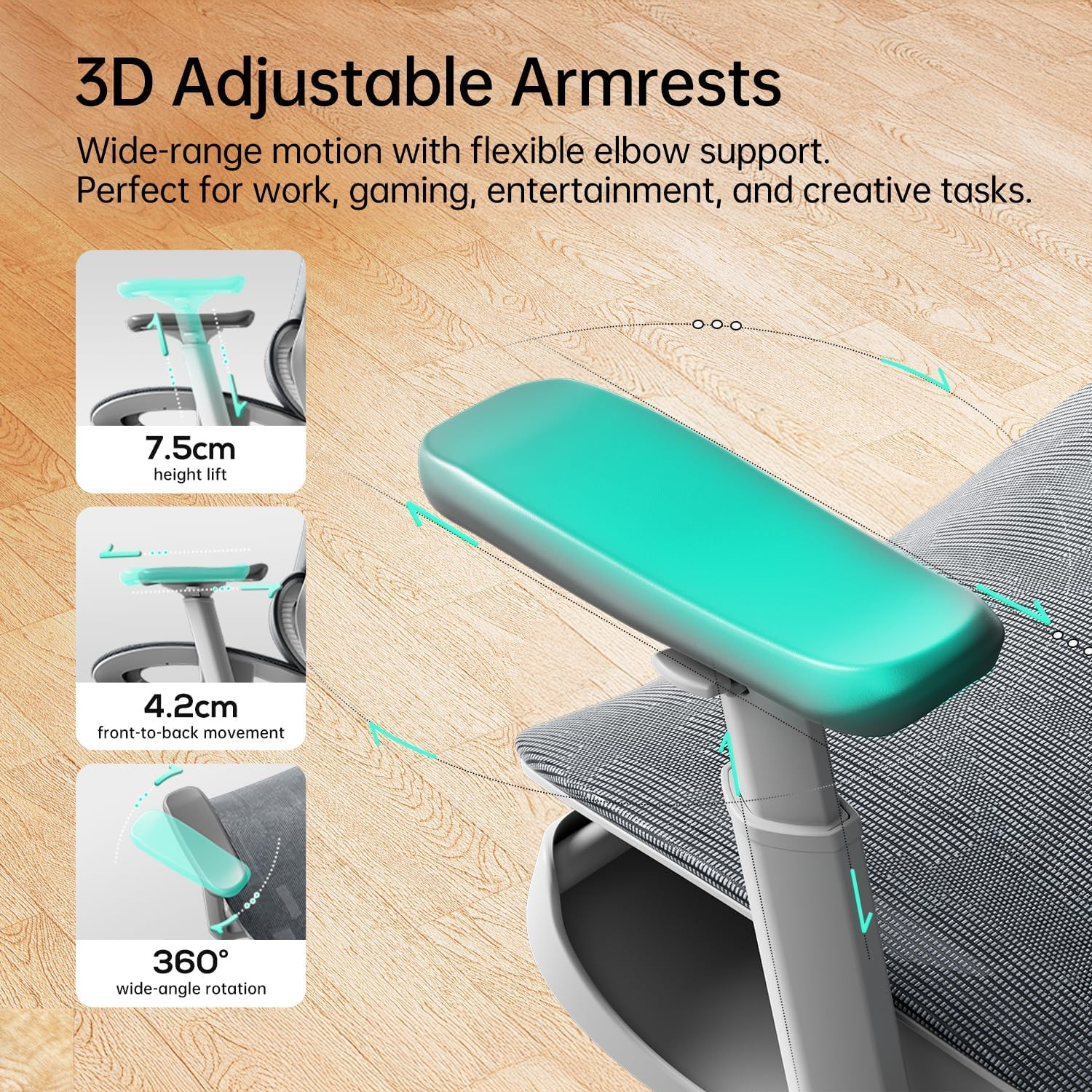 Ergonomic Office Chair with 3D Lumbar Support & Footrest – White