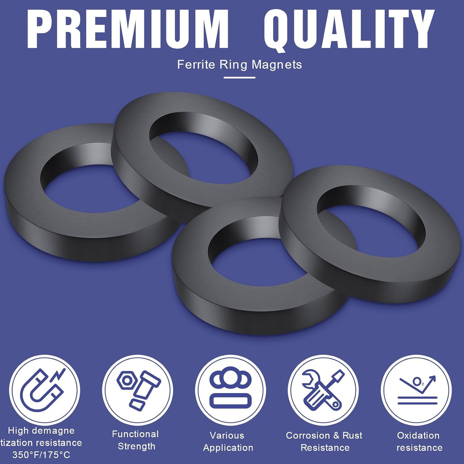 Ferrite Big Ring Magnet round Ceramic Magnets with Hole OD2.36 X ID1.26 X
