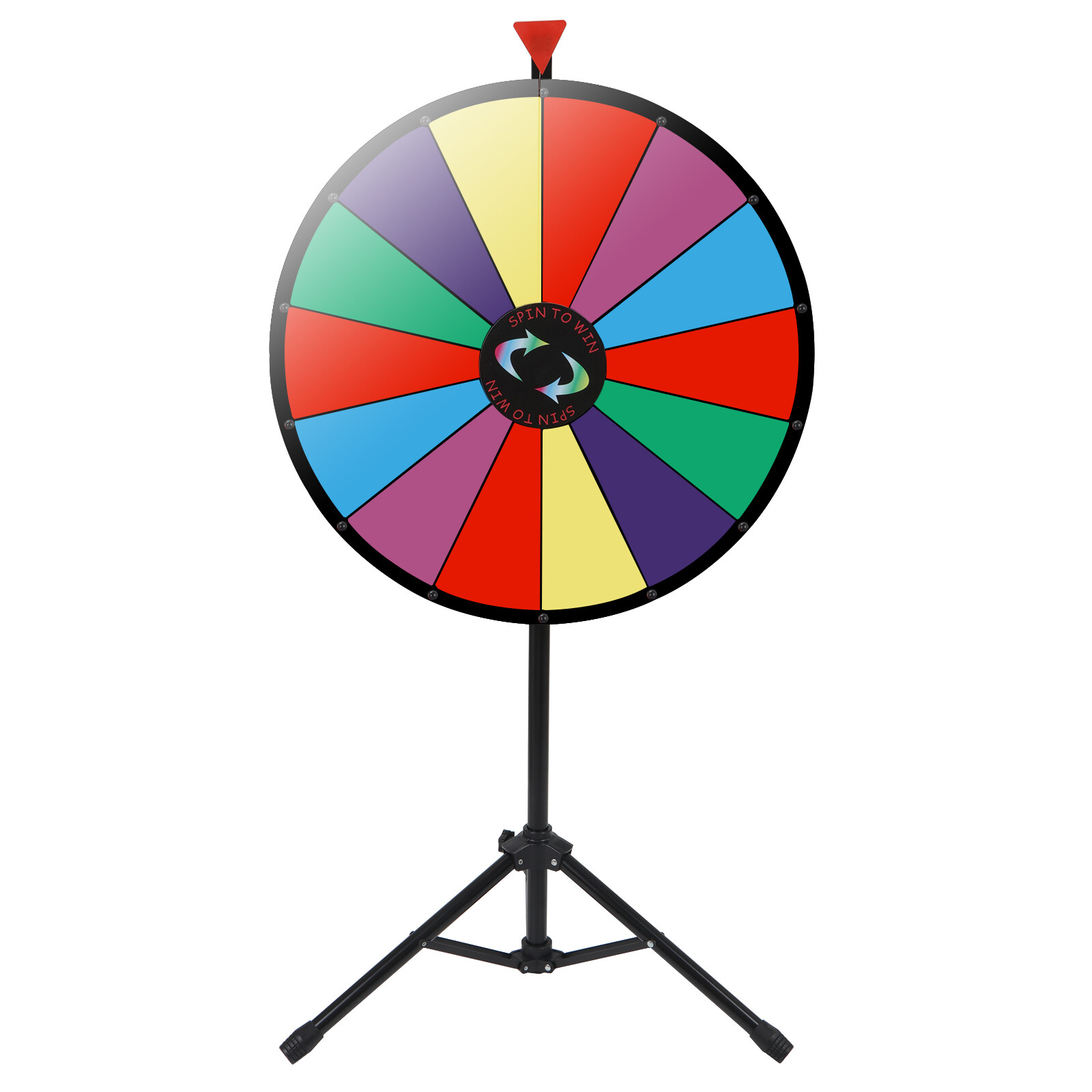 24″ Color Prize Wheel Fortune w Folding Tripod Floor Stand Carnival Spinnig Game