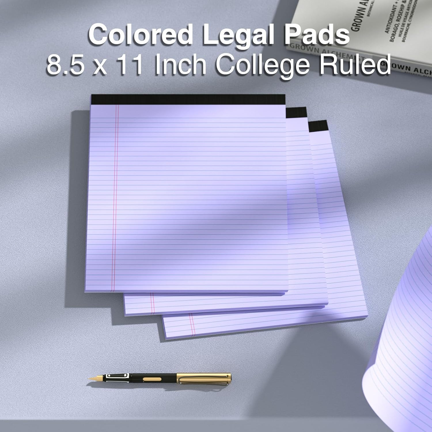 3 Pcs Legal Pads 8.5 x 11 Colored Note Pads 8.5 x 11 Notepad Total 75 Sheets, Mi