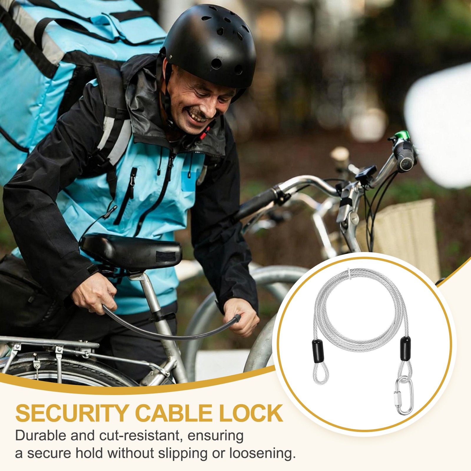 1Set 3/16″ Dia 4.9ft Security Steel Cable with Loops Clear + Quick Links