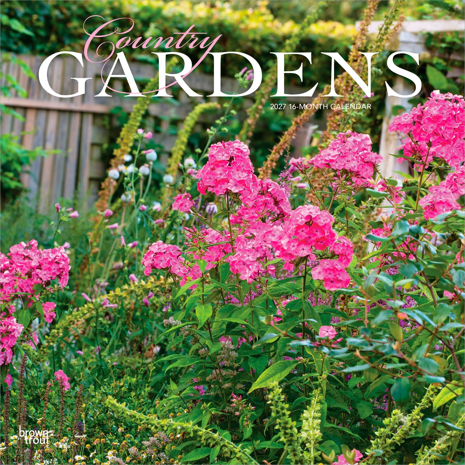 Country Gardens | 2027 12×24″ (Hanging) Square Wall Calendar | Plastic-Free