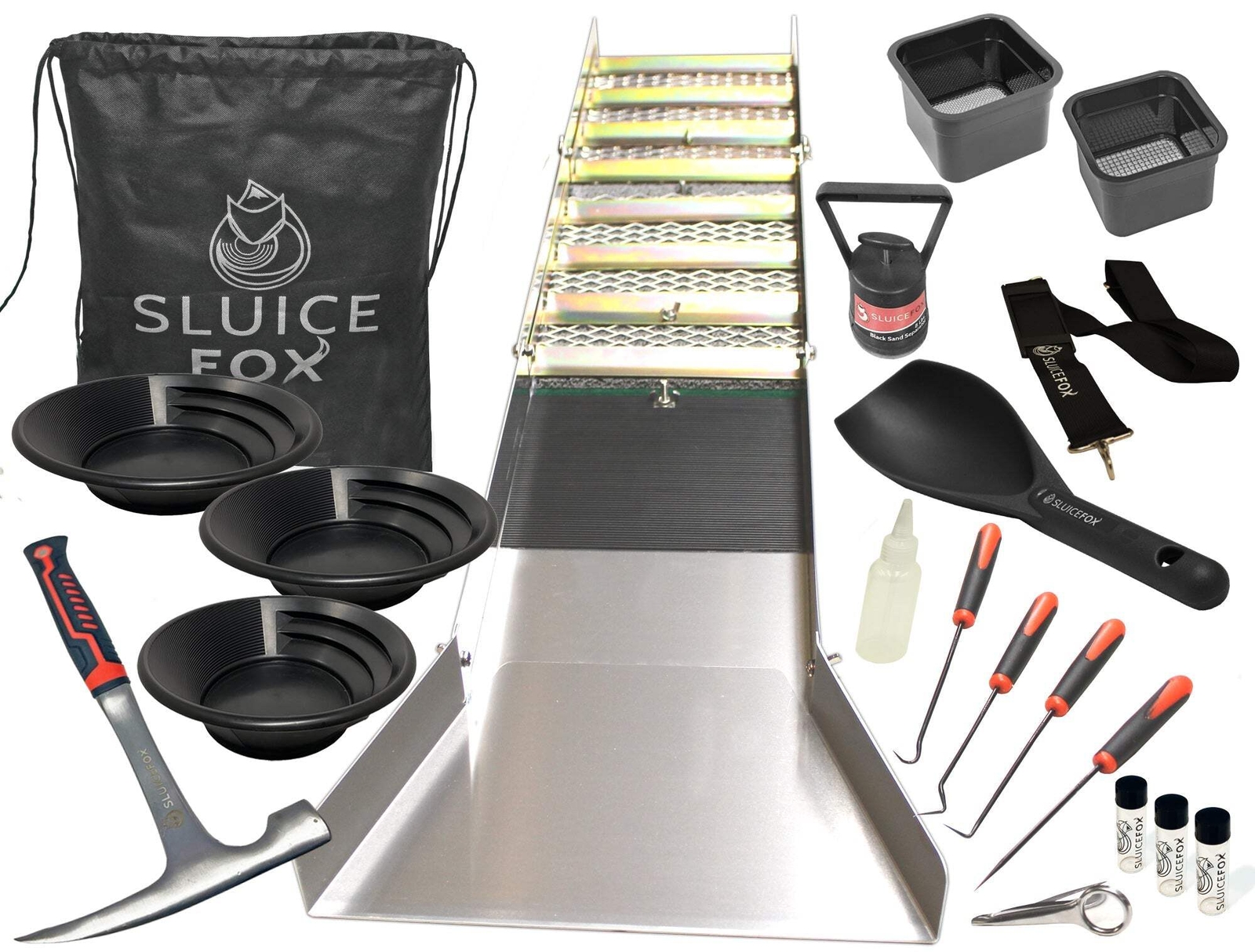 Complete Gold Mining Kit; Folding 50 inch Gold Sluice Box; Gold Prospecting Equi