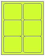 4″ x 3 1/3″ Chartreuse Fluorescent Labels, 6-UP (8.5″ x 11″) – Box of 100 Sheets