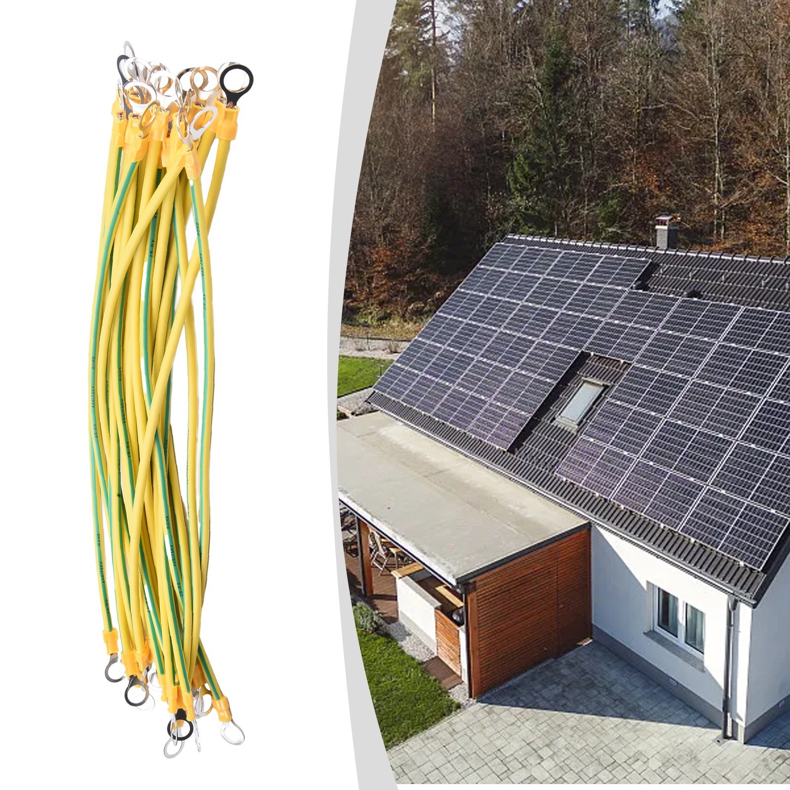 Ground Wire 10cm/20cm/30cm 20pcs BVR Solar PV Ground Wire Yellow-green