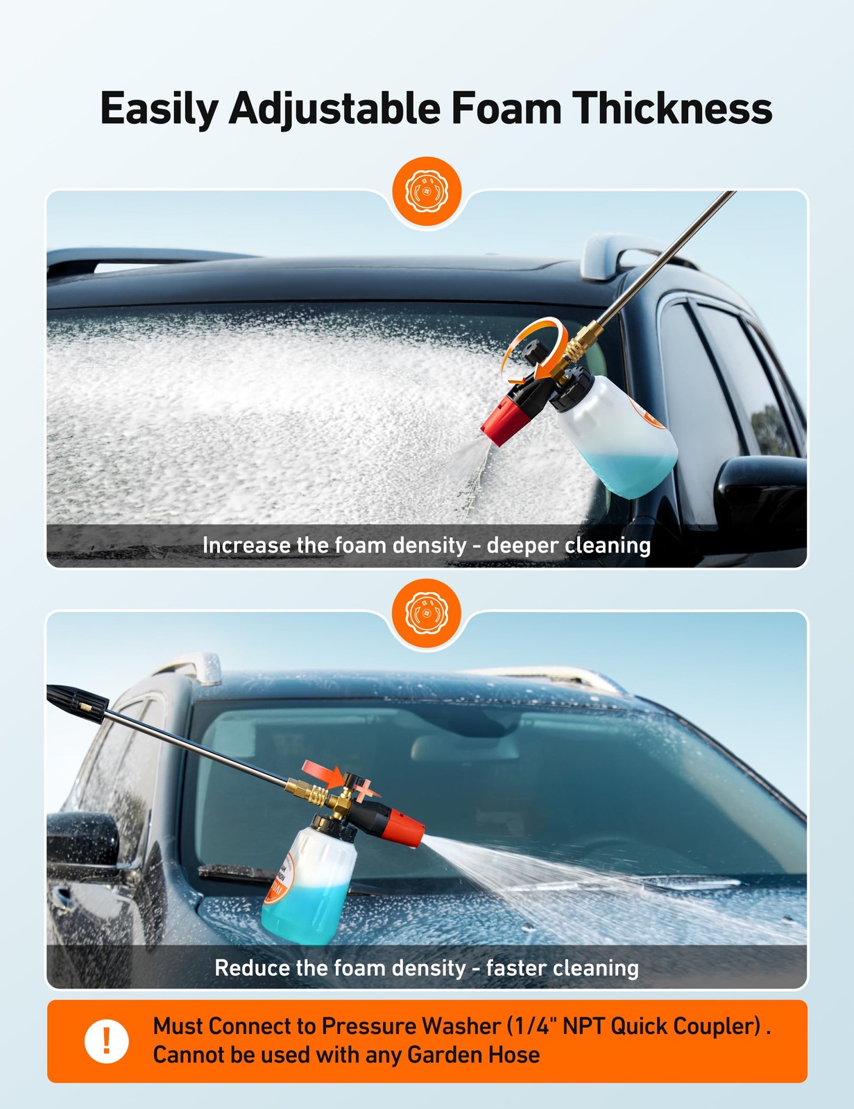 AstroAI Foam Cannon, Heavy Duty Car Blaster Wide Neck 1L, as the picture