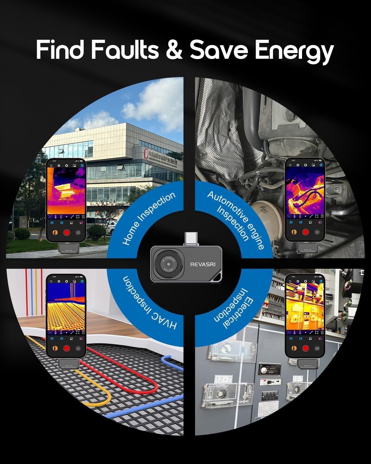 REVASRI Thermal Camera for iPhone and Android, 320×240 Super IR Resolution Th…