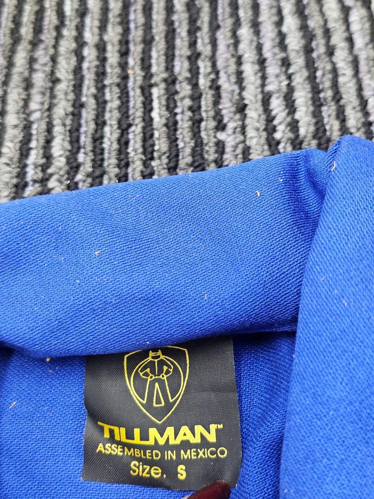 Tillman 9221 Blue Cotton/Leather Cape Sleeve Small
