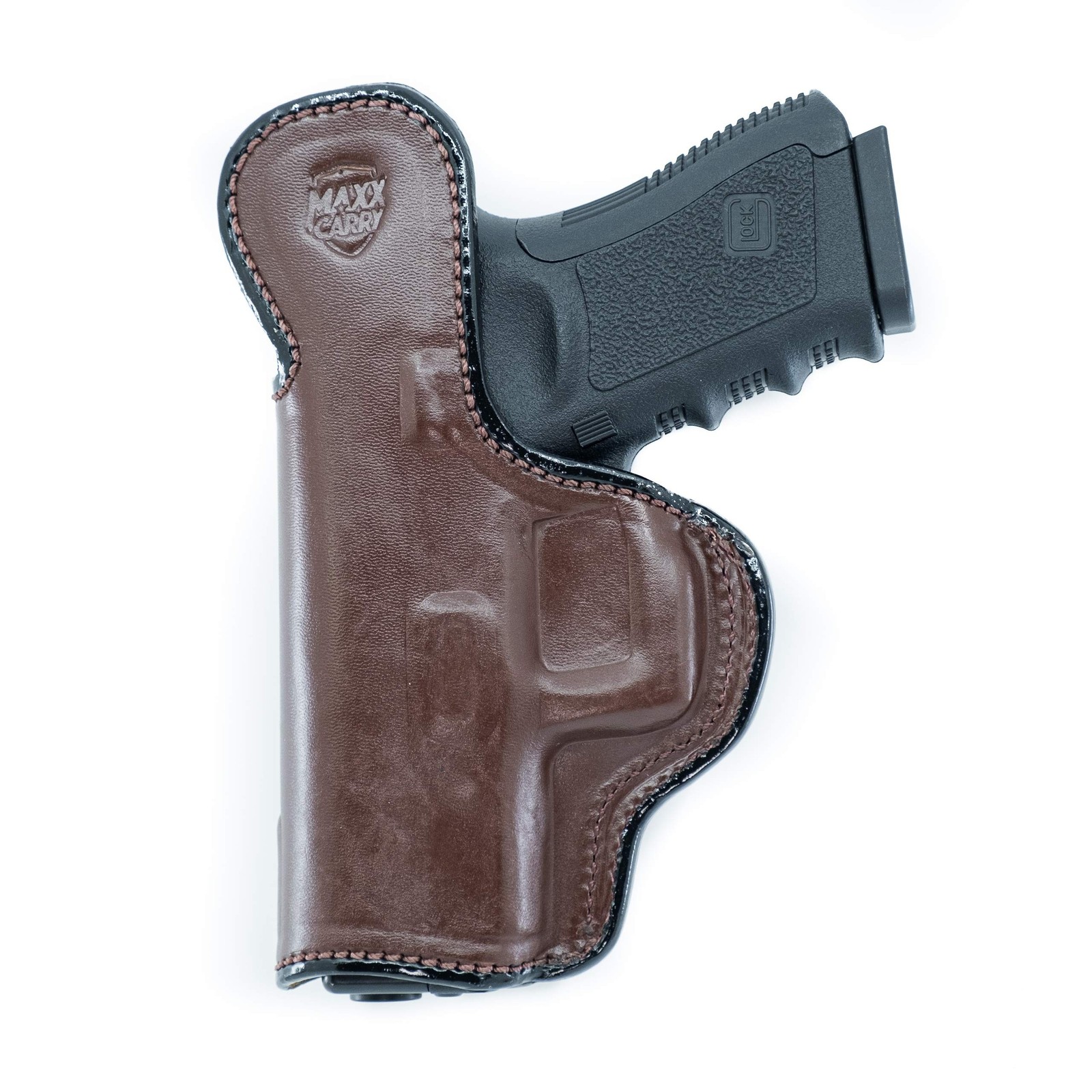 Maxx Carry Inside The Waistband Leather Holster Fits Glock 19. IWB Holster.