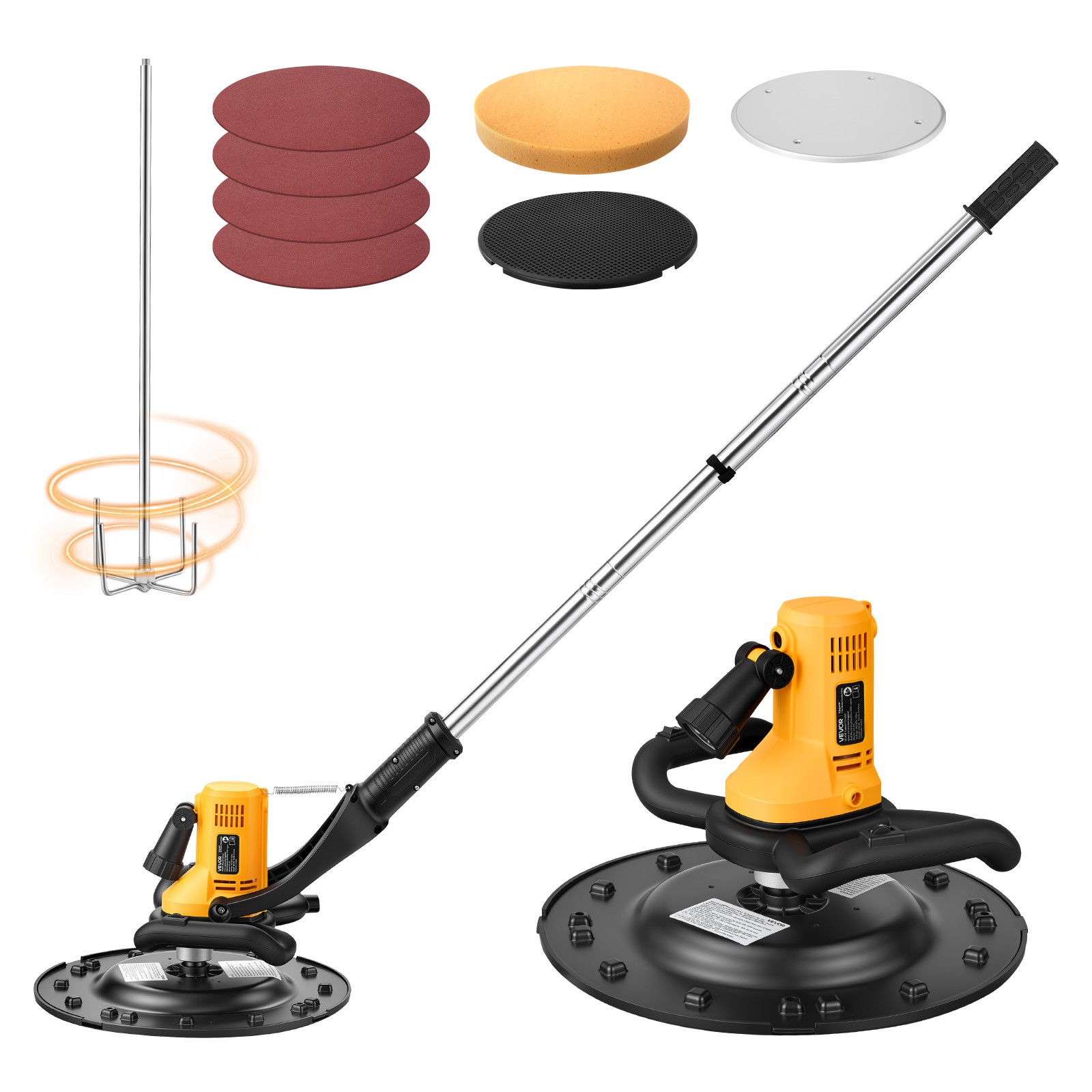 VEVOR Electric Power Trowel 800W Concrete Finisher Corded w/ Mixing Rod 6-Speed