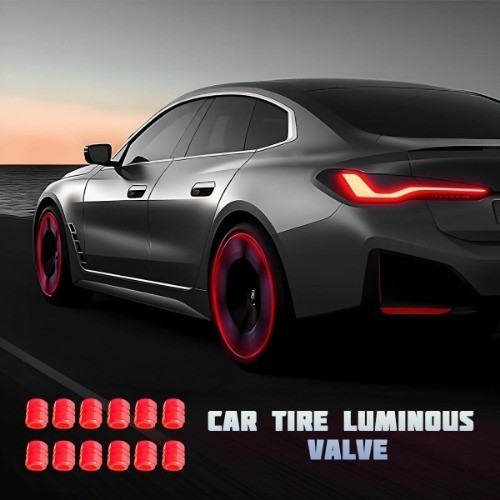 Fluorescent Luminous Tire Valve Stem Caps, 12PCS Red Air Caps for C Color: Red