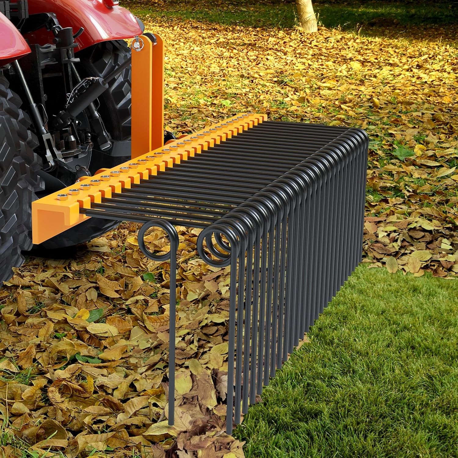 GARVEE 5ft 3-Point Pine Needle Rake Landscape Yard Tractor Attachment Fit Cat0,1
