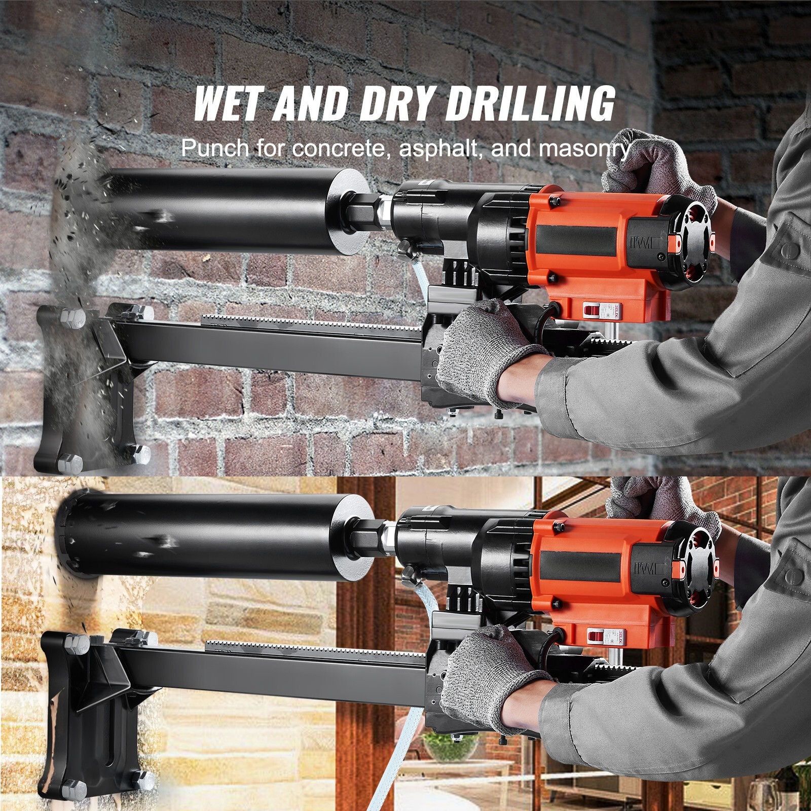Wet&Dry Diamond Core Drill Machine Concrete Core Drill Rig 2500W 750RPM