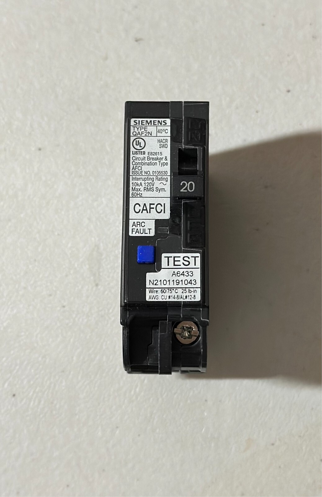 10 PCS SIEMENS QA120AFCN 20A AFCI ARC FAULT CIRCUIT BREAKERS