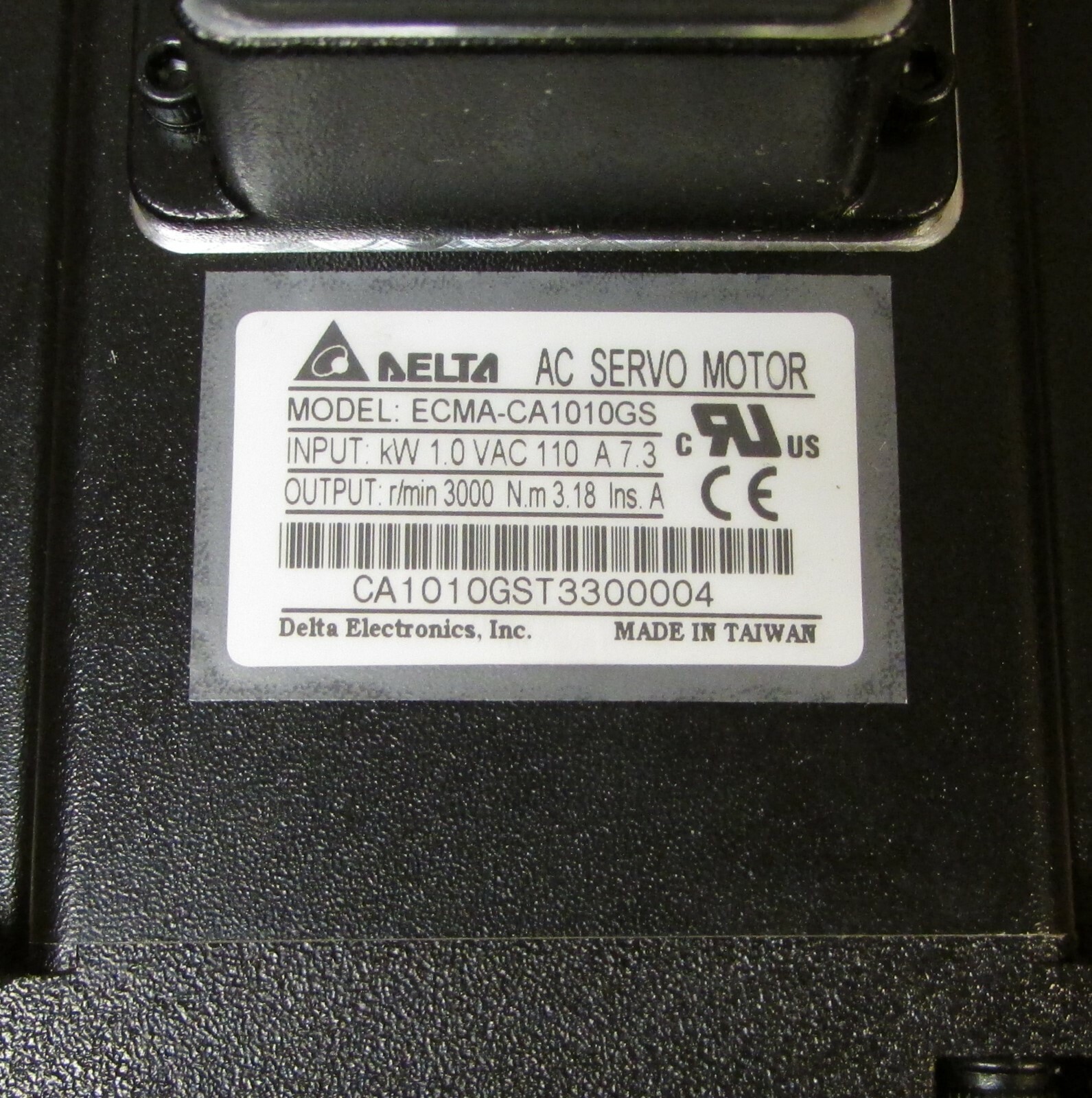 DELTA ECMA CA1010GS 1 KW 7.3 Amp 110V AC Servo Motor 3000 r/min