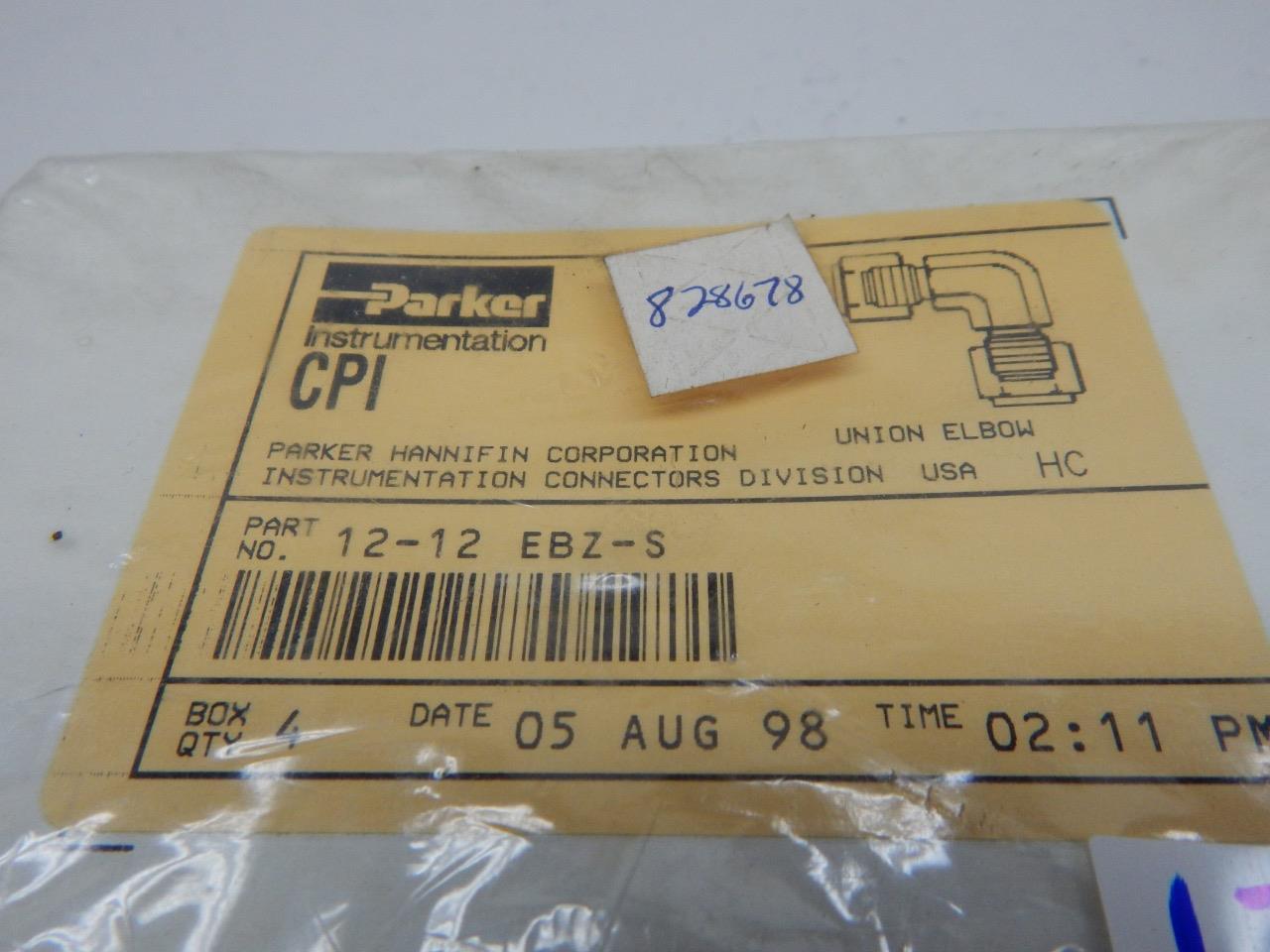Parker CPI Union Elbow part 12-12 EBZ-S Qty4